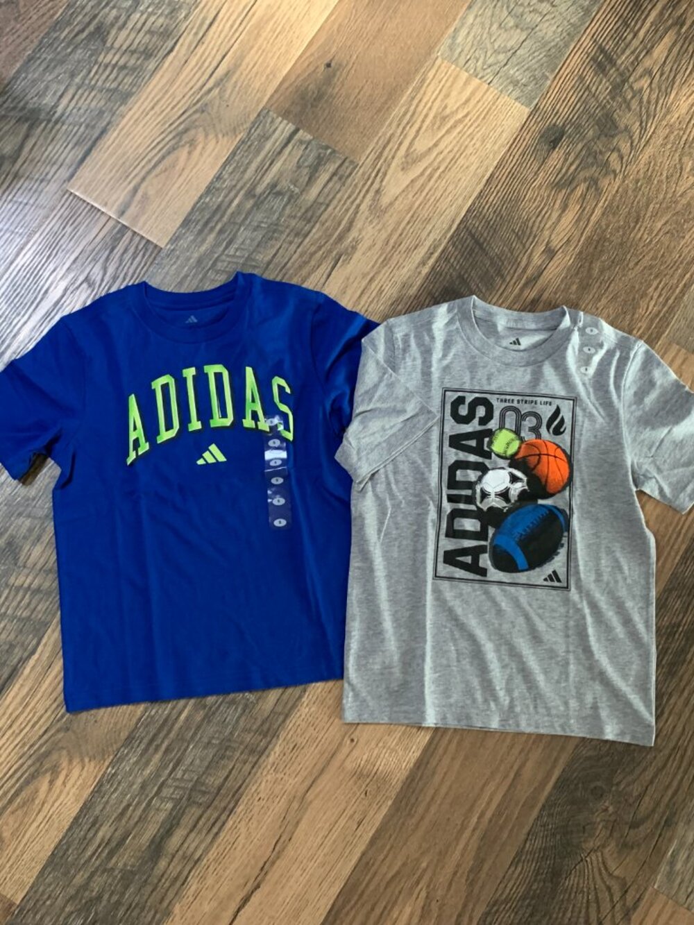 NWT Adidas set of 2 Boys size Small (8) Short Sleeve T-shirts with Graphics